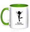 Mug with a colored handle Warning it is a girl party kelly-green фото