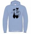 Men`s hoodie Wedding cat sky-blue фото