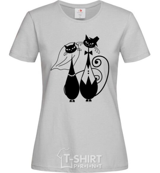 Женская футболка Wedding cat Серый фото