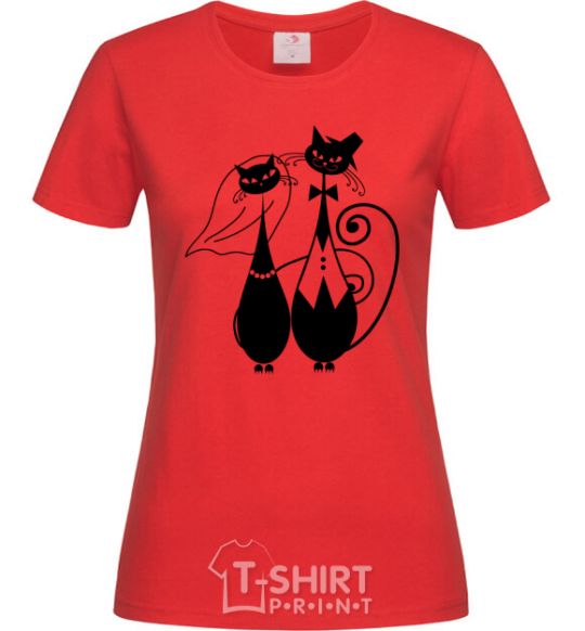 Женская футболка Wedding cat Красный фото