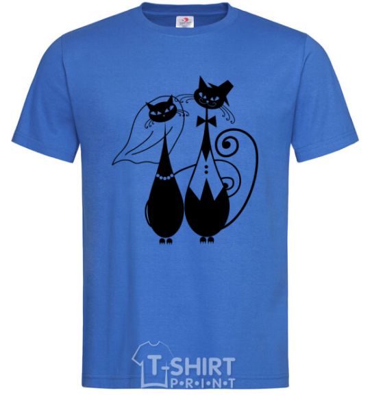 Men's T-Shirt Wedding cat royal-blue фото