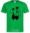 Мужская футболка Wedding cat Зеленый фото