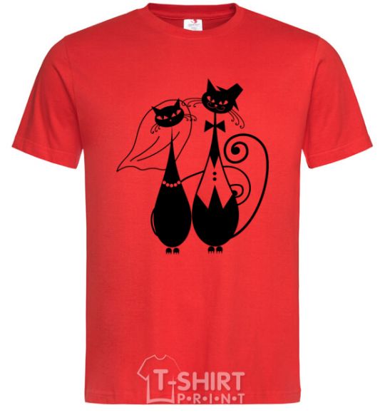 Men's T-Shirt Wedding cat red фото