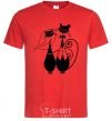 Мужская футболка Wedding cat Красный фото