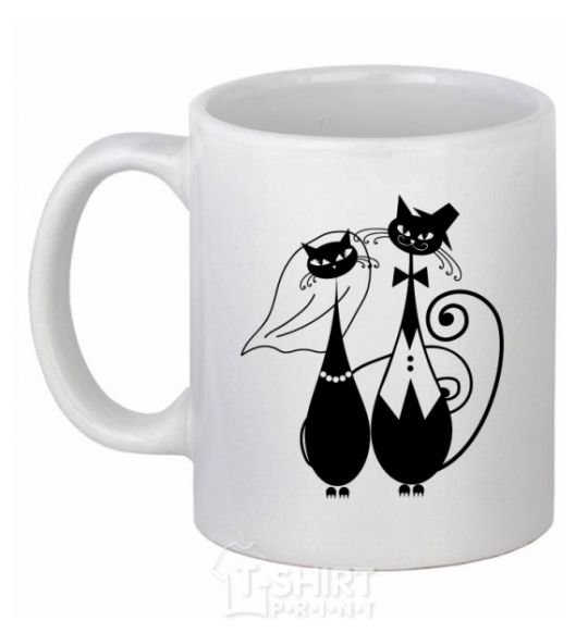 Ceramic mug Wedding cat White фото