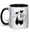 Mug with a colored handle Wedding cat black фото