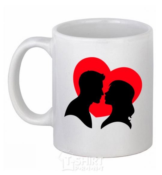 Ceramic mug Beloved couple silhouette White фото