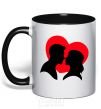 Mug with a colored handle Beloved couple silhouette black фото