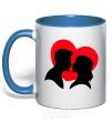 Mug with a colored handle Beloved couple silhouette royal-blue фото