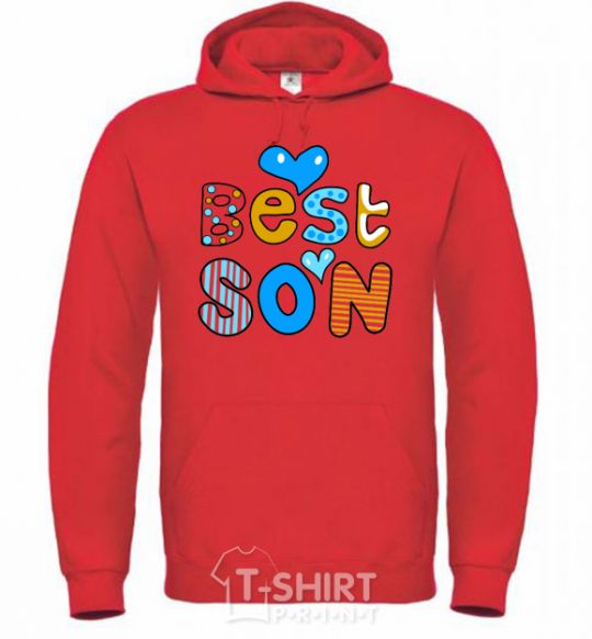 Men`s hoodie Best son bright-red фото