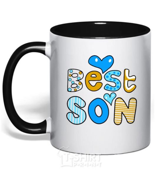 Mug with a colored handle Best son black фото