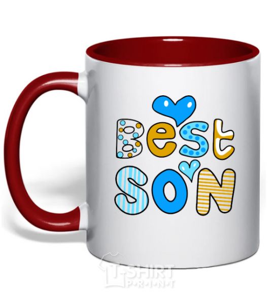 Чашка с цветной ручкой Best son Красный фото