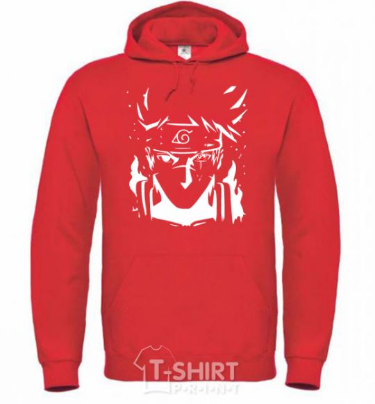 Men`s hoodie Naruto kakashi silhouette bright-red фото