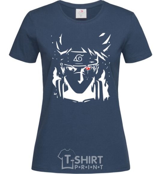 Women's T-shirt Naruto kakashi silhouette navy-blue фото