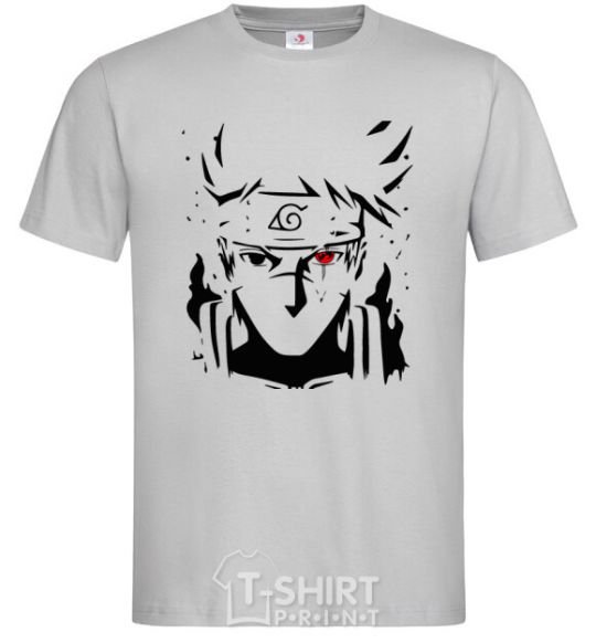 Men's T-Shirt Naruto kakashi silhouette grey фото