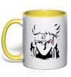 Mug with a colored handle Naruto kakashi silhouette yellow фото