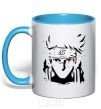 Mug with a colored handle Naruto kakashi silhouette sky-blue фото