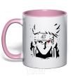 Mug with a colored handle Naruto kakashi silhouette light-pink фото