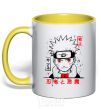 Mug with a colored handle Naruto characters yellow фото