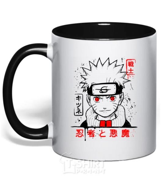 Mug with a colored handle Naruto characters black фото