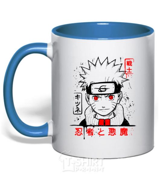 Mug with a colored handle Naruto characters royal-blue фото