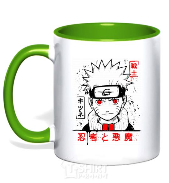 Mug with a colored handle Naruto characters kelly-green фото