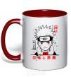 Mug with a colored handle Naruto characters red фото