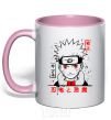 Mug with a colored handle Naruto characters light-pink фото