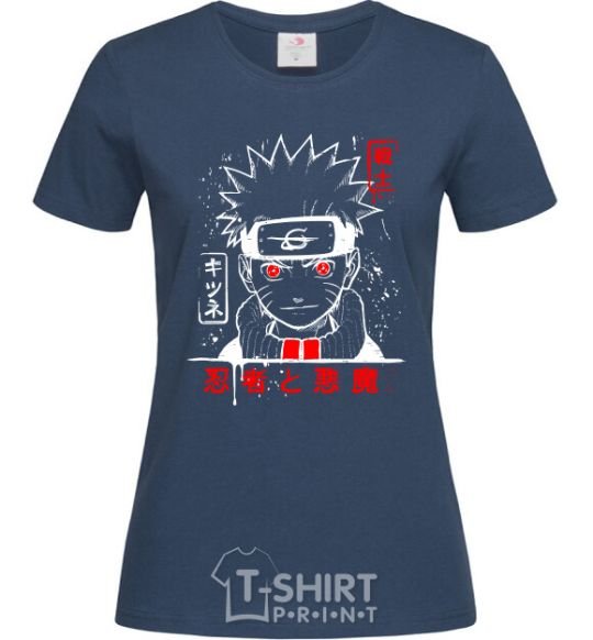 Women's T-shirt Naruto characters navy-blue фото