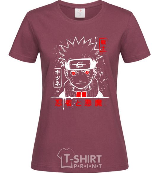 Women's T-shirt Naruto characters burgundy фото