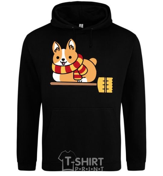 Мужская толстовка (худи) Corgi potter gryffindor Черный фото