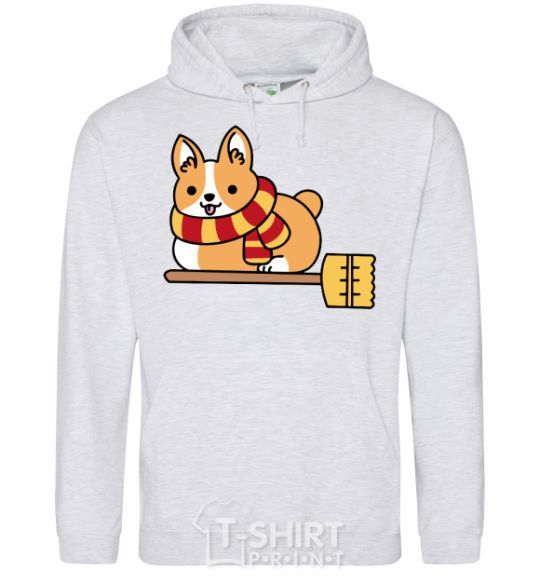 Мужская толстовка (худи) Corgi potter gryffindor Серый меланж фото