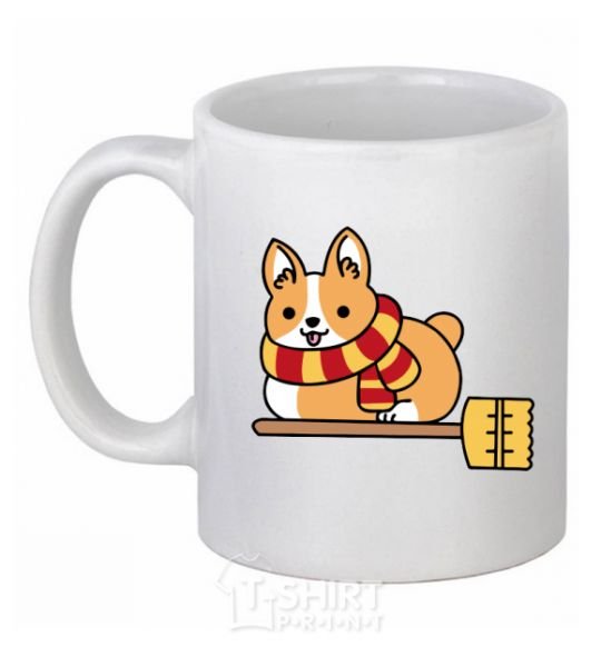 Ceramic mug Corgi potter gryffindor White фото