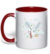 Mug with a colored handle Harry Potter Owl red фото