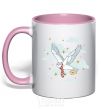 Mug with a colored handle Harry Potter Owl light-pink фото