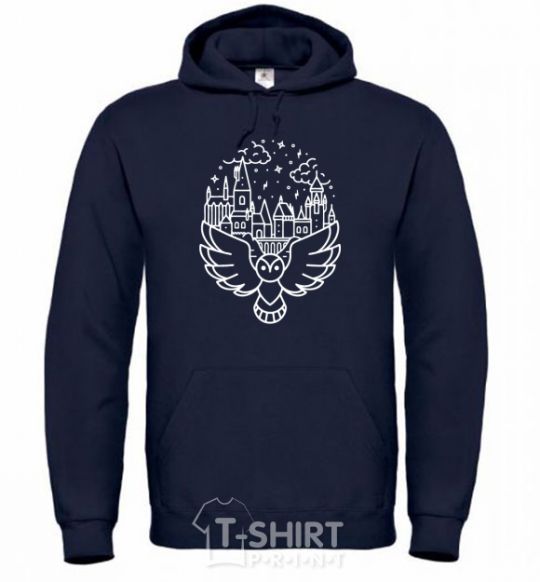 Men`s hoodie Hogwarts owl navy-blue фото