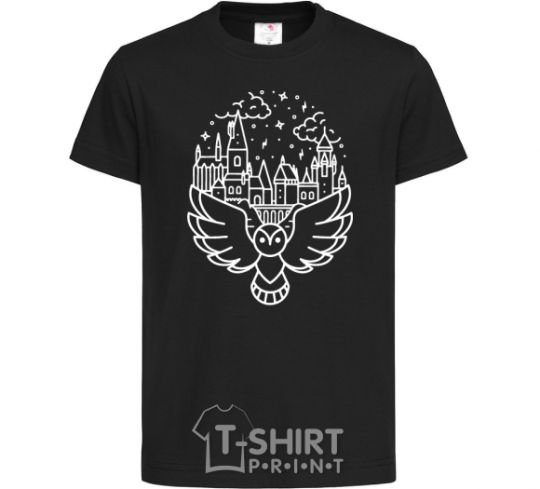 Kids T-shirt Hogwarts owl black фото