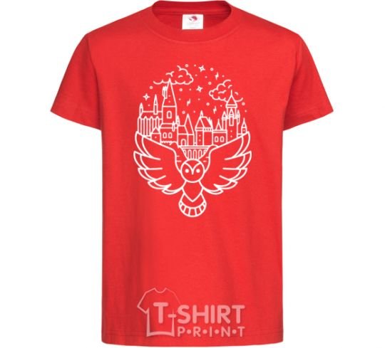 Kids T-shirt Hogwarts owl red фото