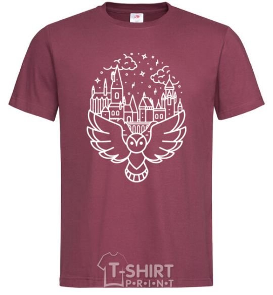 Мужская футболка Hogwarts owl Бордовый фото