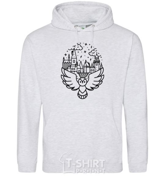 Men`s hoodie Hogwarts owl sport-grey фото