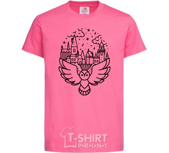 Детская футболка Hogwarts owl Ярко-розовый фото