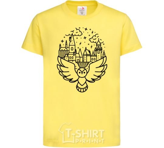 Детская футболка Hogwarts owl Лимонный фото