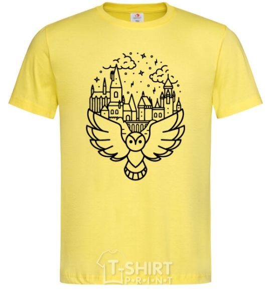 Мужская футболка Hogwarts owl Лимонный фото