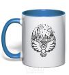 Mug with a colored handle Hogwarts owl royal-blue фото
