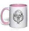 Mug with a colored handle Hogwarts owl light-pink фото