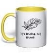 Mug with a colored handle It's leviosa yellow фото