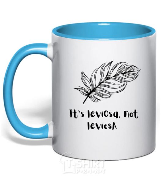 Mug with a colored handle It's leviosa sky-blue фото