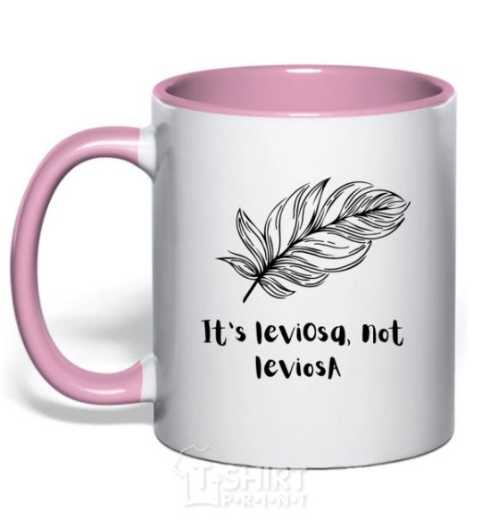 Mug with a colored handle It's leviosa light-pink фото