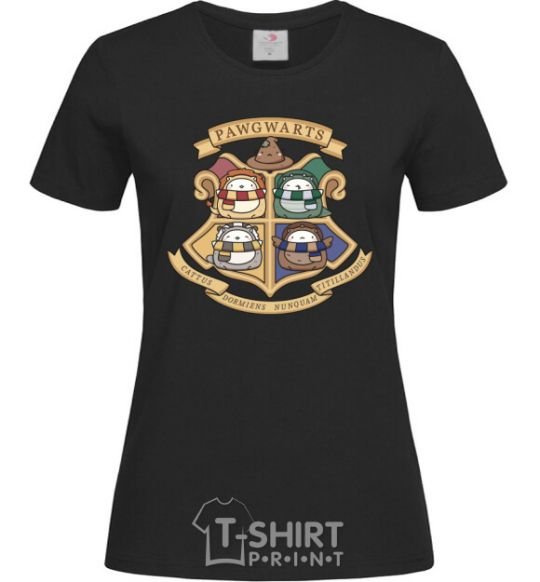 Women's T-shirt Pawgwarts Harry Potter black фото