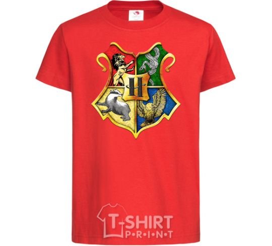 Kids T-shirt Hogwarts crest red фото